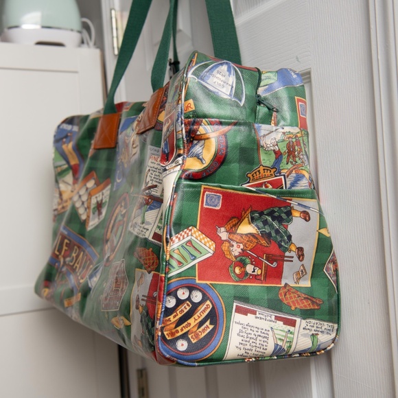 Nordic House Designs GOLF PRINT DUFFLE BAG Coated Canvas Travel Luggage Carry On - Picture 6 of 9